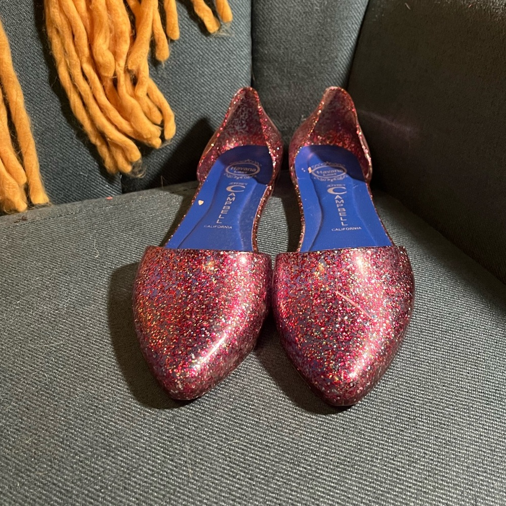 Jeffrey Campbell Glitter Jelly Flats Size 7